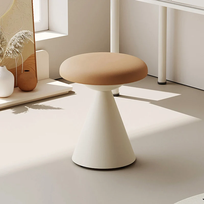 Modern Minimalist PU Leather & Iron Mushroom Cone Vanity Stool For Bedroom & Living Room