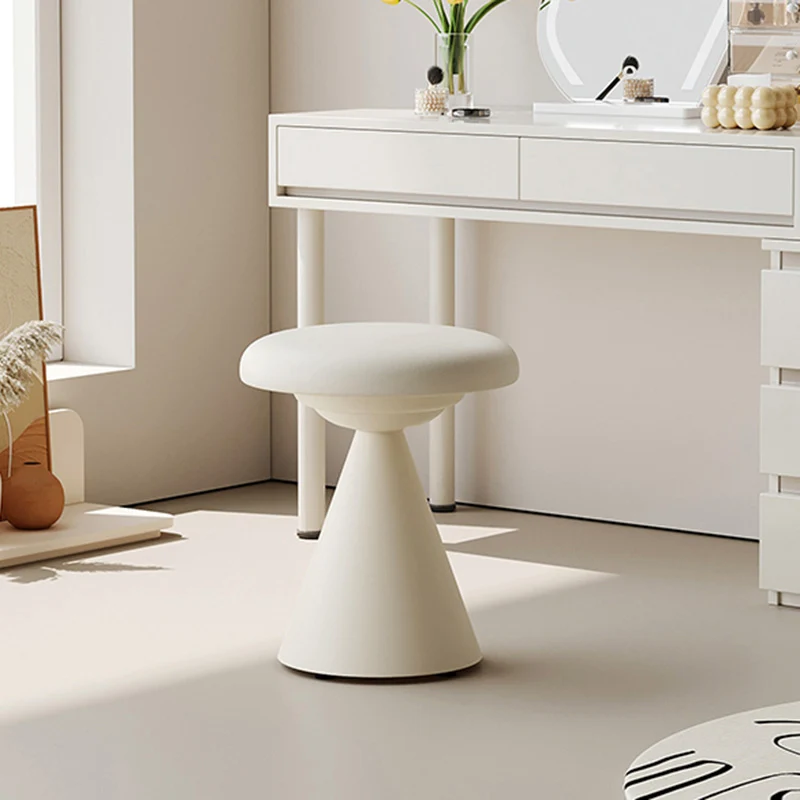 Modern Minimalist PU Leather & Iron Mushroom Cone Vanity Stool For Bedroom & Living Room