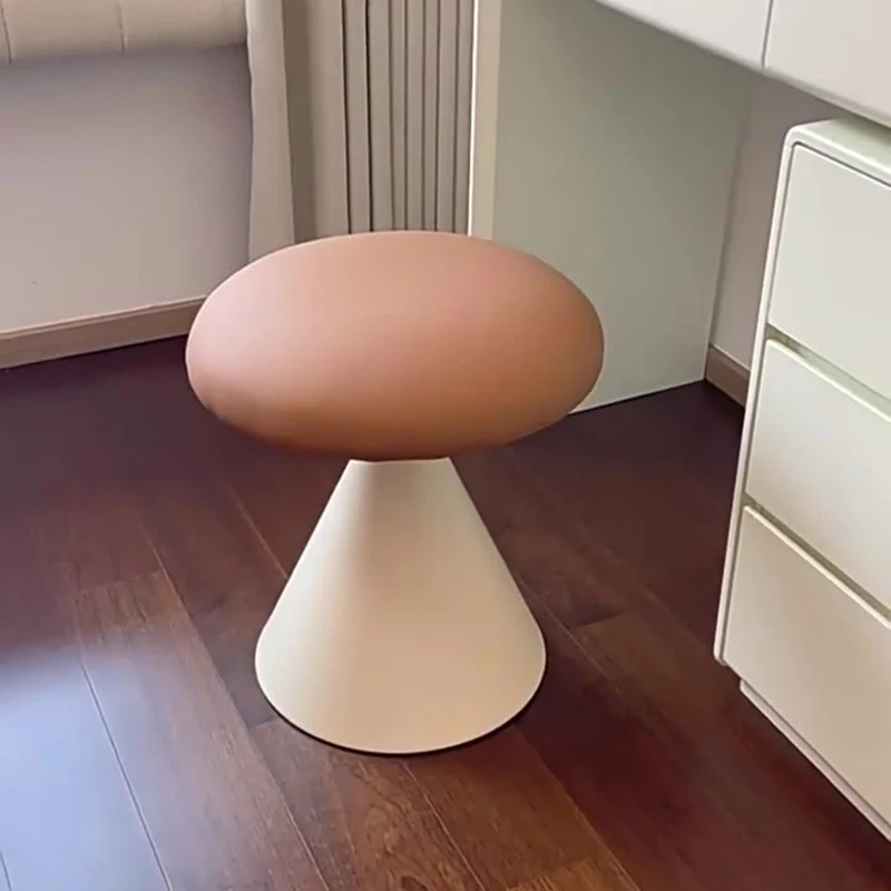 Modern Minimalist PU Leather & Iron Mushroom Cone Vanity Stool For Bedroom & Living Room