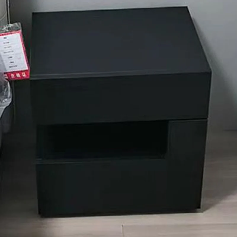 Contemporary Creative Solid Wood Geometric Nightstand With 2 Drawers For Bedroom