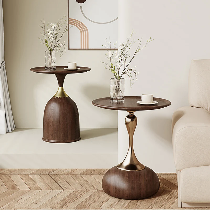 Contemporary Creative Carbon Steel Flat Round End Table With 1-Tier For Living Room
