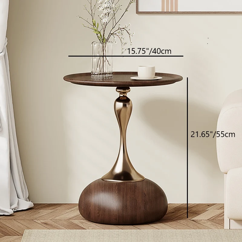 Contemporary Creative Carbon Steel Flat Round End Table With 1-Tier For Living Room