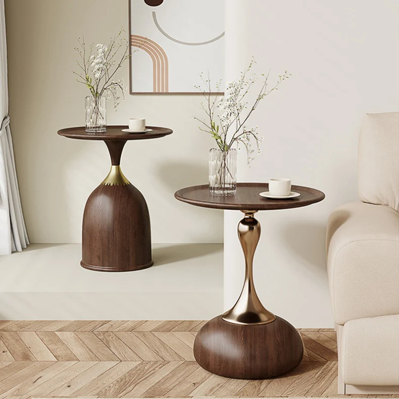 Contemporary Creative Carbon Steel Flat Round End Table With 1-Tier For Living Room