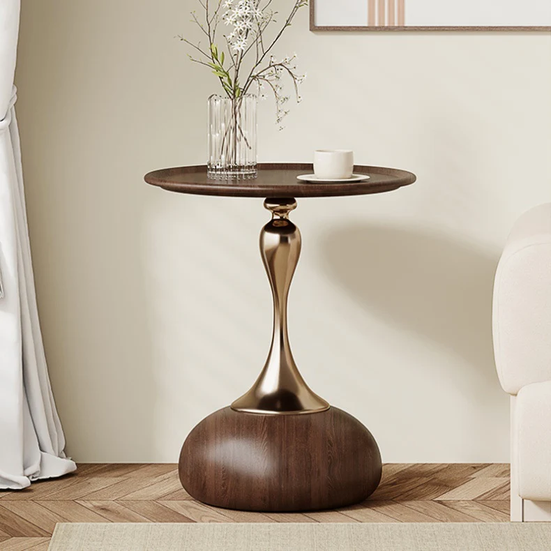 Contemporary Creative Carbon Steel Flat Round End Table With 1-Tier For Living Room