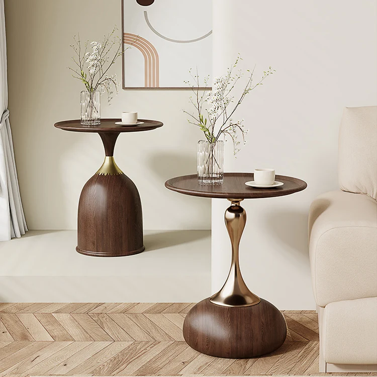 Contemporary Creative Carbon Steel Flat Round End Table With 1-Tier For Living Room