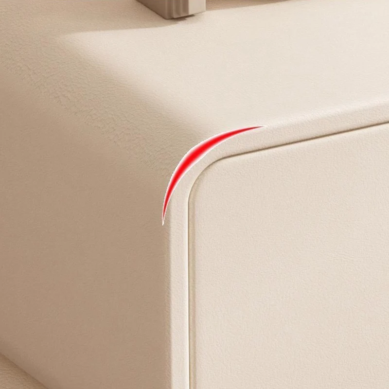 Contemporary Nordic Microfiber Leather & Plank Square Nightstand With 2 Drawers For Bedroom And Living Room