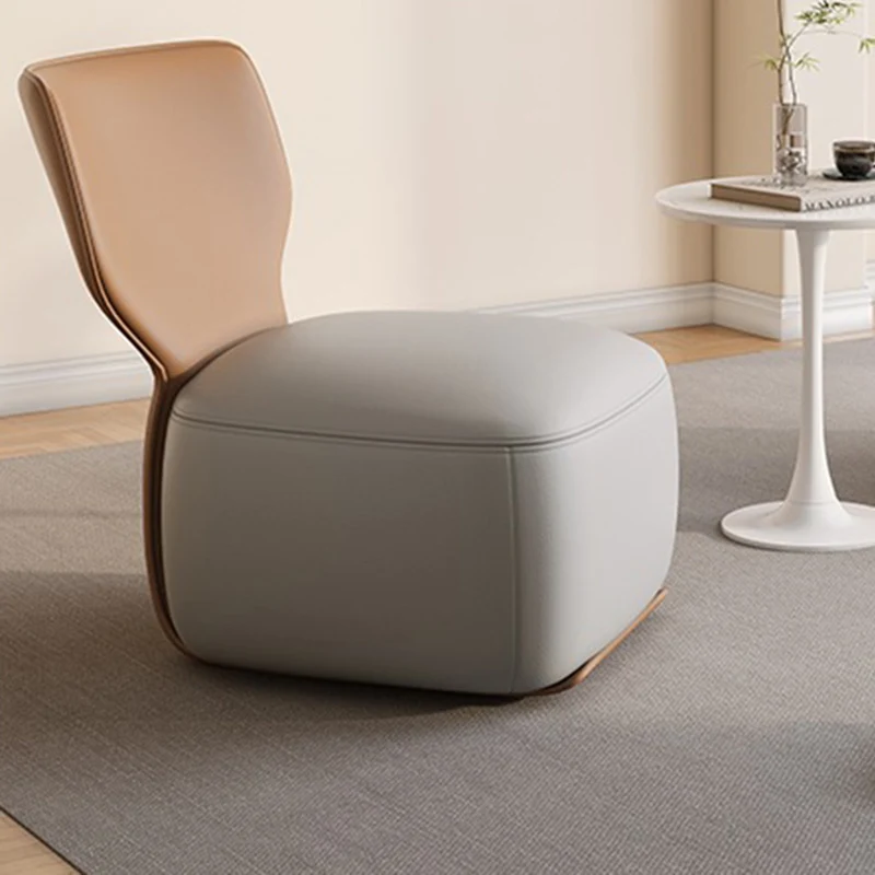 Contemporary Nordic Wood, Cotton Linen & PU Leather Square Sofa For Bedroom And Living Room