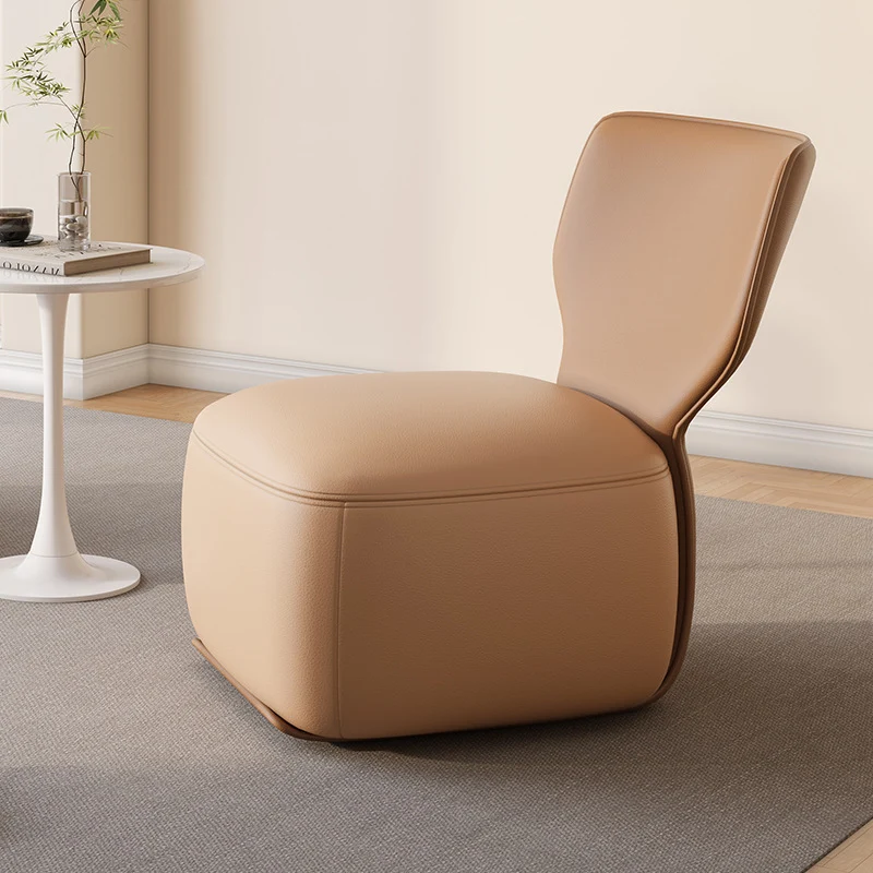Contemporary Nordic Wood, Cotton Linen & PU Leather Square Sofa For Bedroom And Living Room