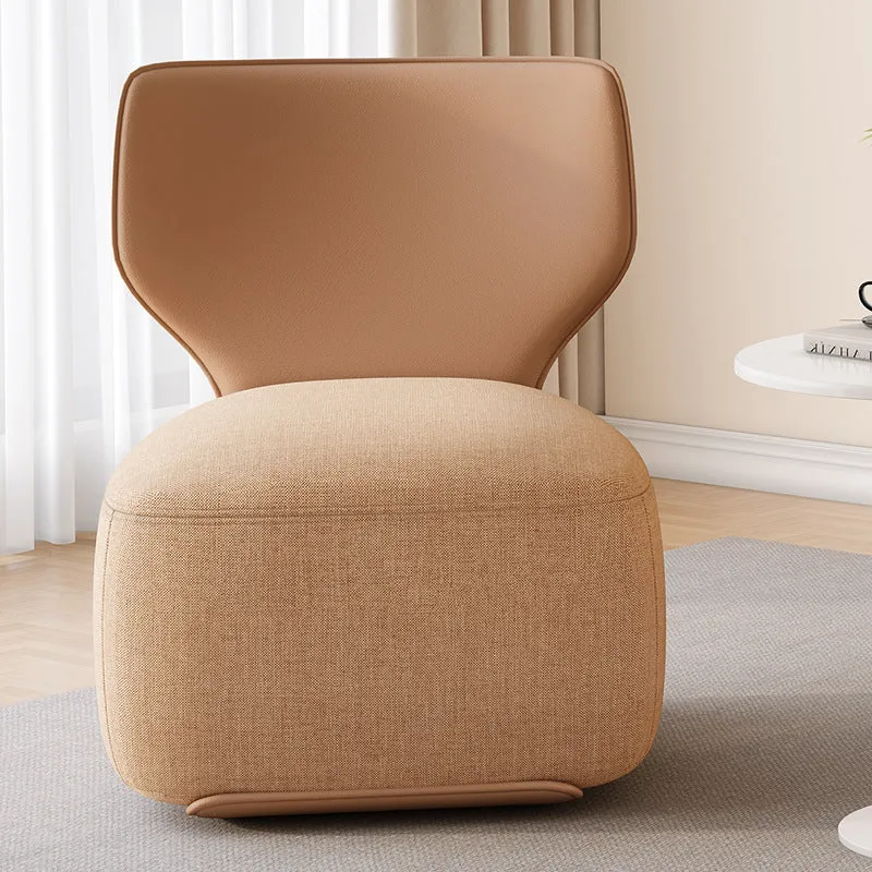 Contemporary Nordic Wood, Cotton Linen & PU Leather Square Sofa For Bedroom And Living Room