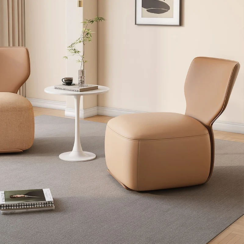 Contemporary Nordic Wood, Cotton Linen & PU Leather Square Sofa For Bedroom And Living Room