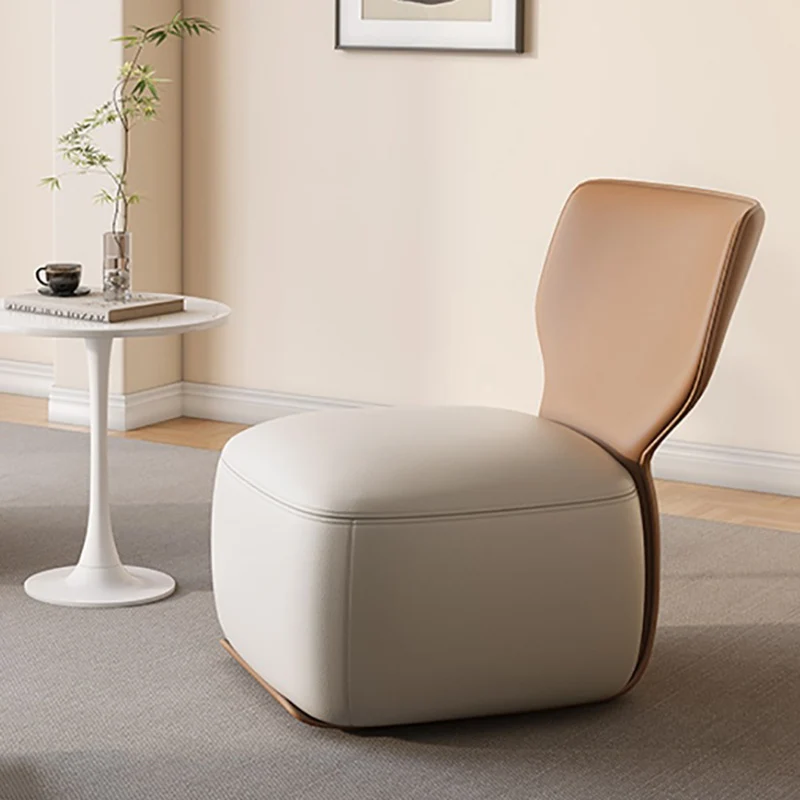 Contemporary Nordic Wood, Cotton Linen & PU Leather Square Sofa For Bedroom And Living Room
