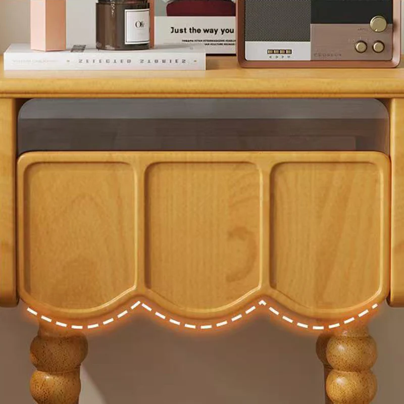 Modern Minimalist Wood & Glass Rectangular Nightstand With 1 Drawer For Bedroom And Living Room
