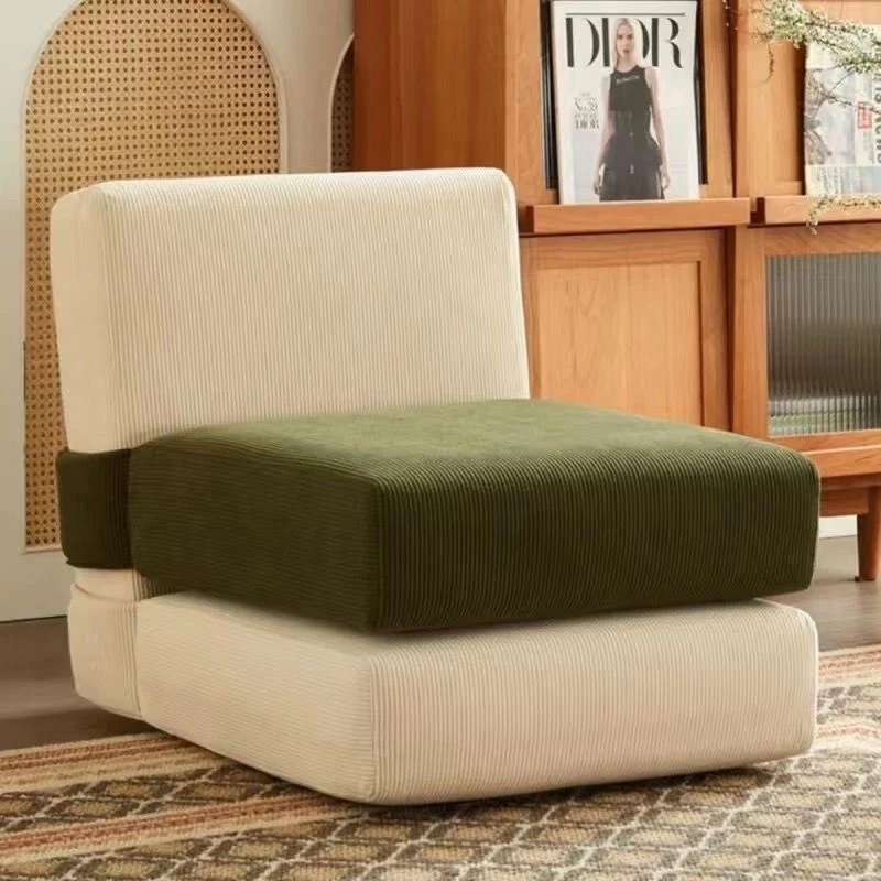 Contemporary Nordic Corduroy Square Sofa Chair For Bedroom And Living Room
