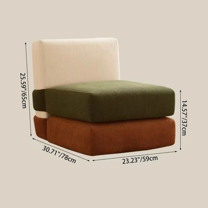Contemporary Nordic Corduroy Square Sofa Chair For Bedroom And Living Room