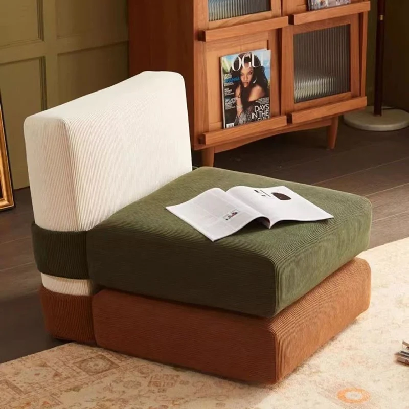 Contemporary Nordic Corduroy Square Sofa Chair For Bedroom And Living Room