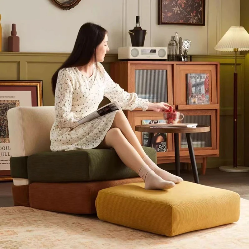 Contemporary Nordic Corduroy Square Sofa Chair For Bedroom And Living Room