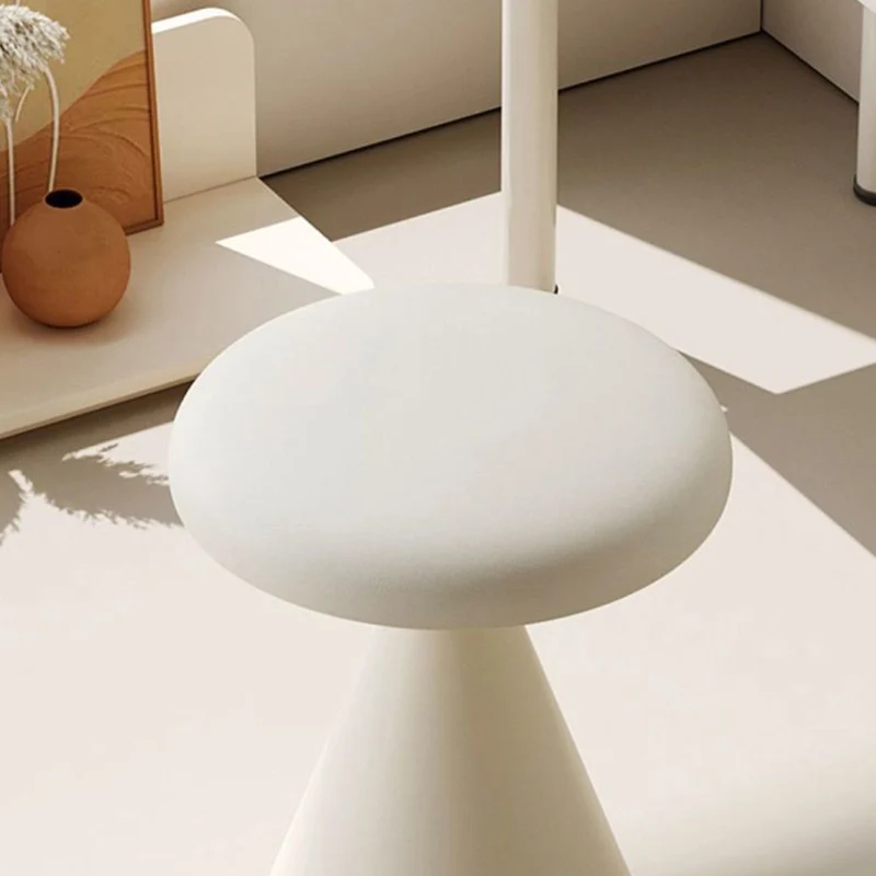 Contemporary Nordic Artificial Leather & Iron Round Conical Vanity Stool For Bedroom And Living Room
