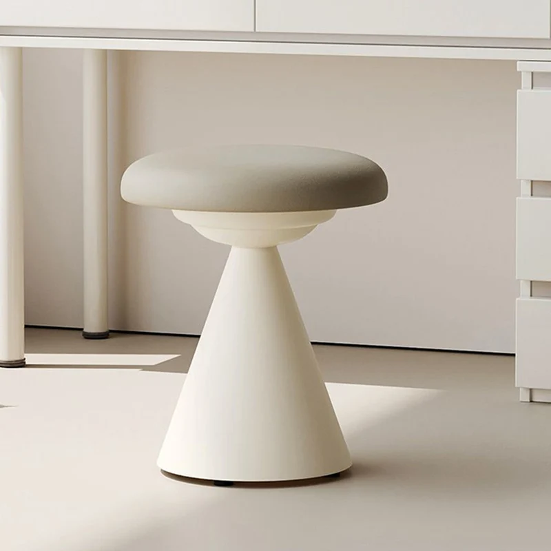 Contemporary Nordic Artificial Leather & Iron Round Conical Vanity Stool For Bedroom And Living Room
