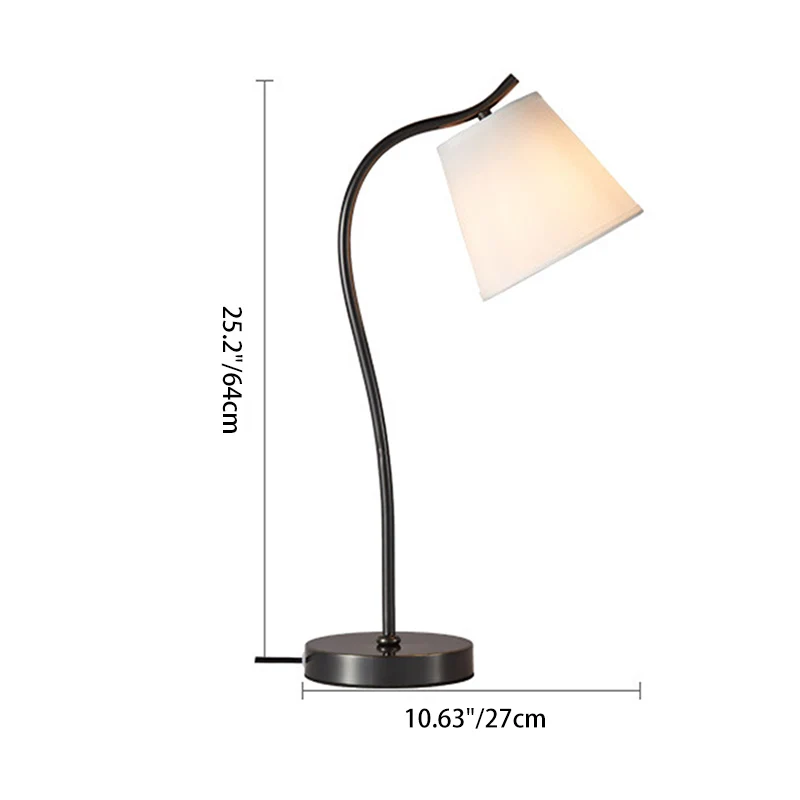 Modern Minimalist Brass & Fabric Round 1-Light Table Lamp For Bedroom And Living Room
