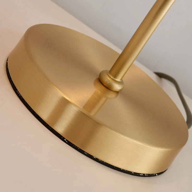 Modern Minimalist Brass & Fabric Round 1-Light Table Lamp For Bedroom And Living Room