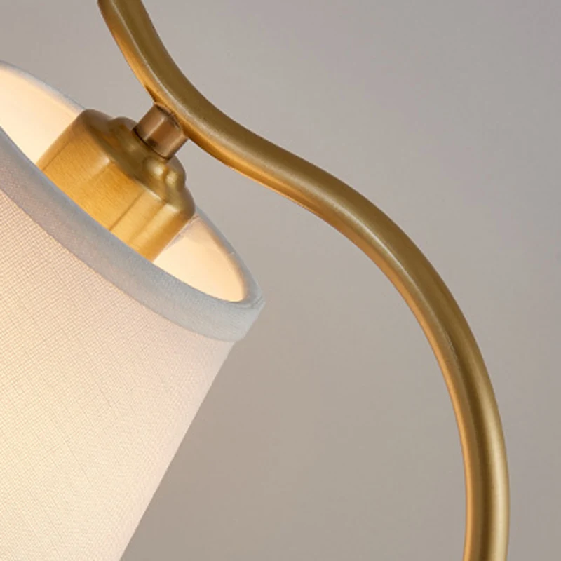 Modern Minimalist Brass & Fabric Round 1-Light Table Lamp For Bedroom And Living Room