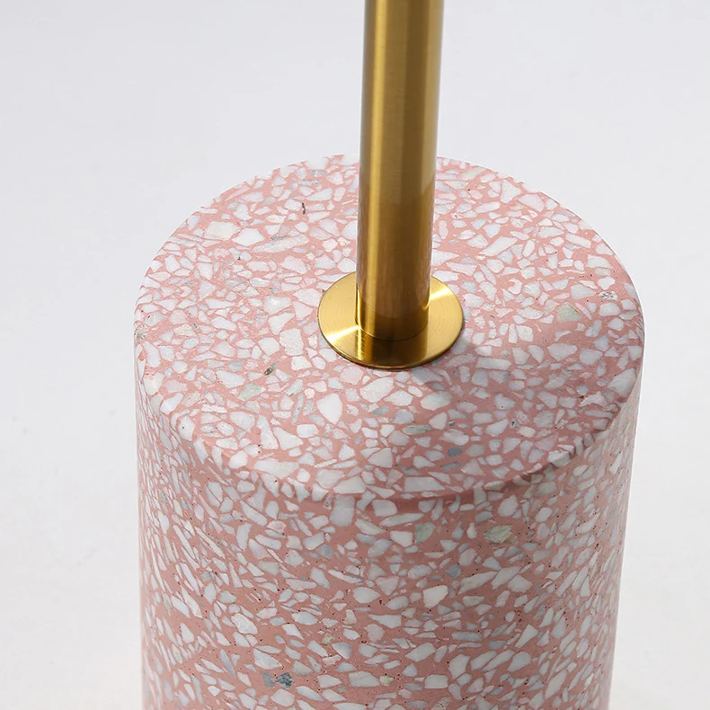 Modern Luxury Marble Metal Round Cylindrical End Table 1-Tier For Living Room