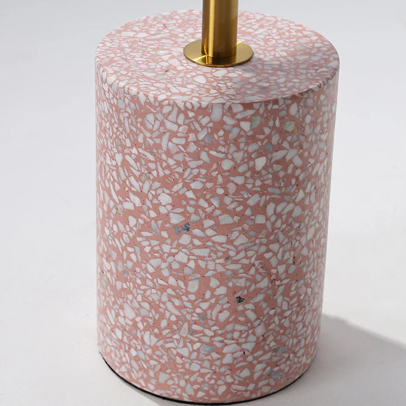 Modern Luxury Marble Metal Round Cylindrical End Table 1-Tier For Living Room
