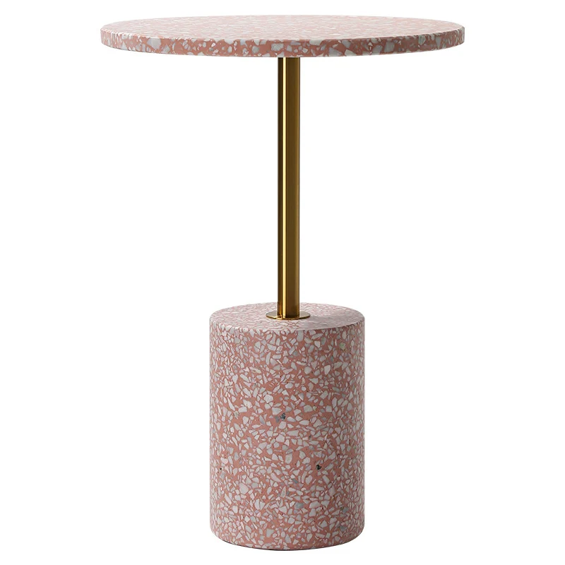 Modern Luxury Marble Metal Round Cylindrical End Table 1-Tier For Living Room