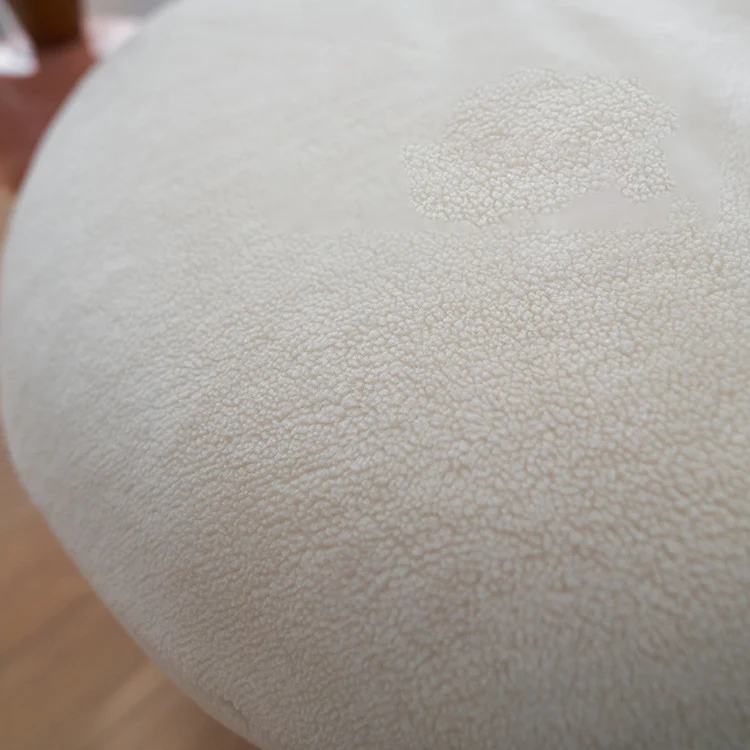 Contemporary Creative Sherpa Fabric Solid Wood Curved Round Kids Accent Chair With Backrest For Living Room