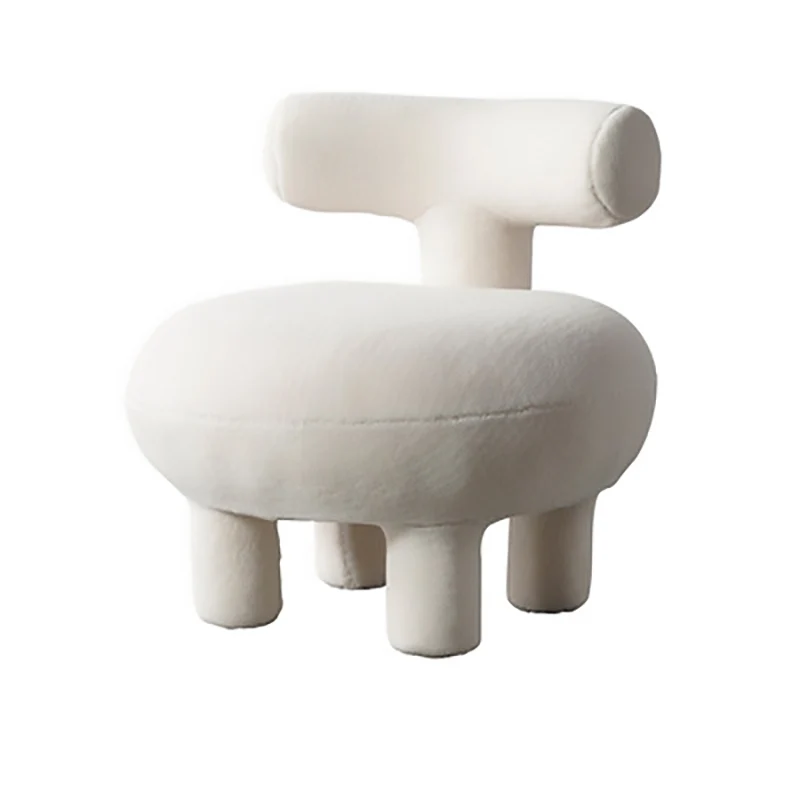 Contemporary Creative Sherpa Fabric Solid Wood Curved Round Kids Accent Chair With Backrest For Living Room