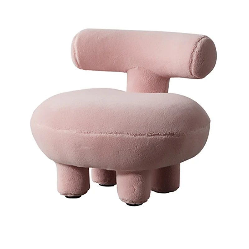 Contemporary Creative Sherpa Fabric Solid Wood Curved Round Kids Accent Chair With Backrest For Living Room