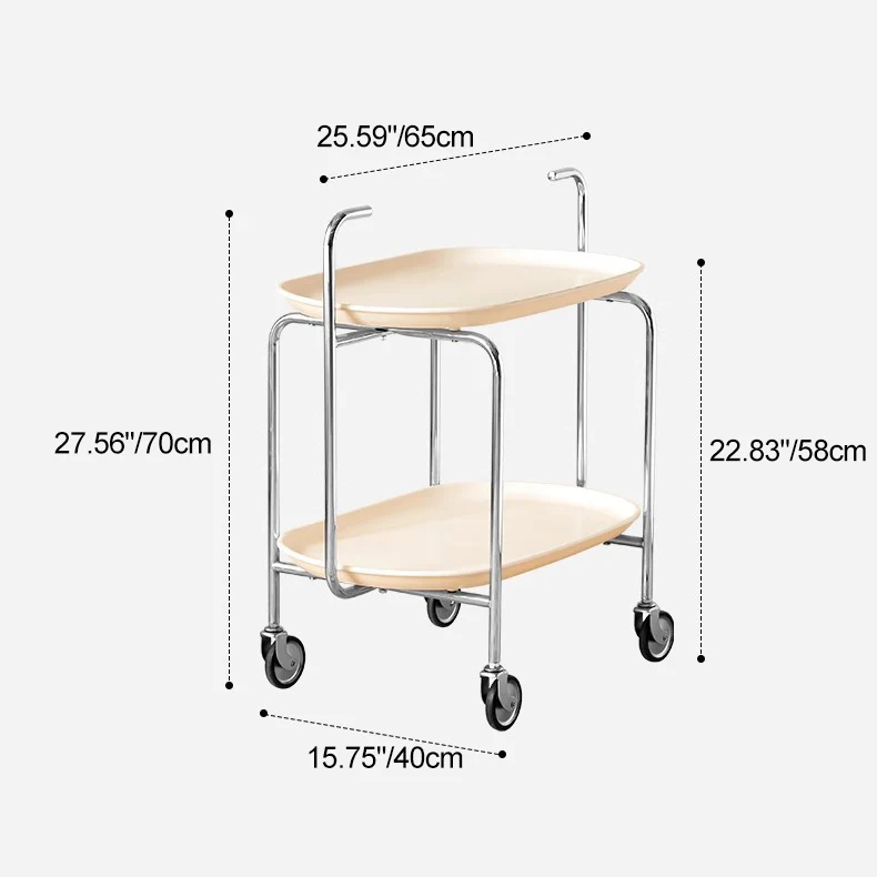Contemporary Scandinavian ABS Carbon Steel Oval End Table With 2-Tier For Living Room