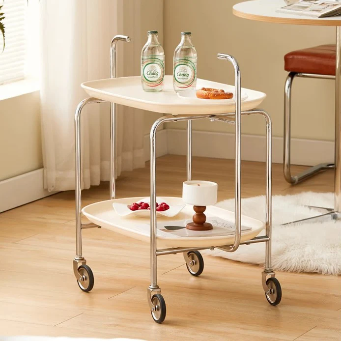Contemporary Scandinavian ABS Carbon Steel Oval End Table With 2-Tier For Living Room