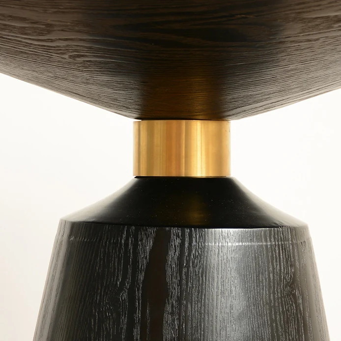 Contemporary Scandinavian Solid Wood Stainless Steel Round Cone End Table With 1-Tier For Living Room