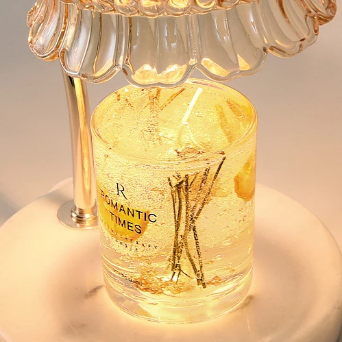 Traditional European Flower Glass Shade Marble Hardware 1-Light Melting Wax Table Lamp For Bedside
