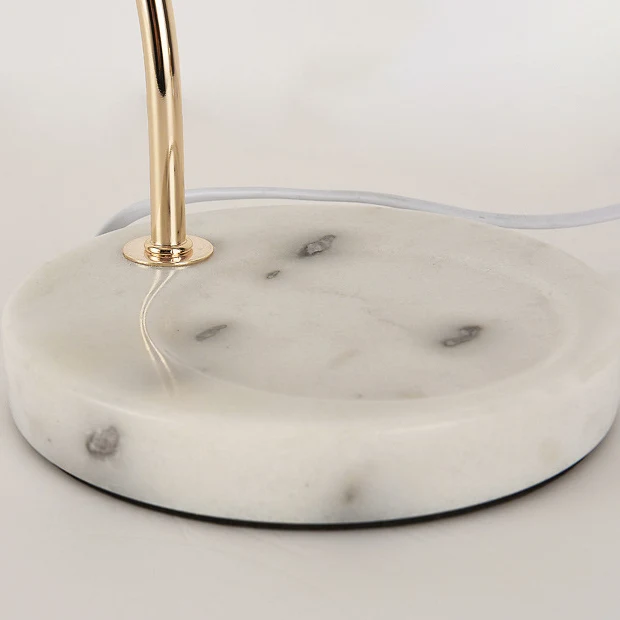 Traditional European Flower Glass Shade Marble Hardware 1-Light Melting Wax Table Lamp For Bedside