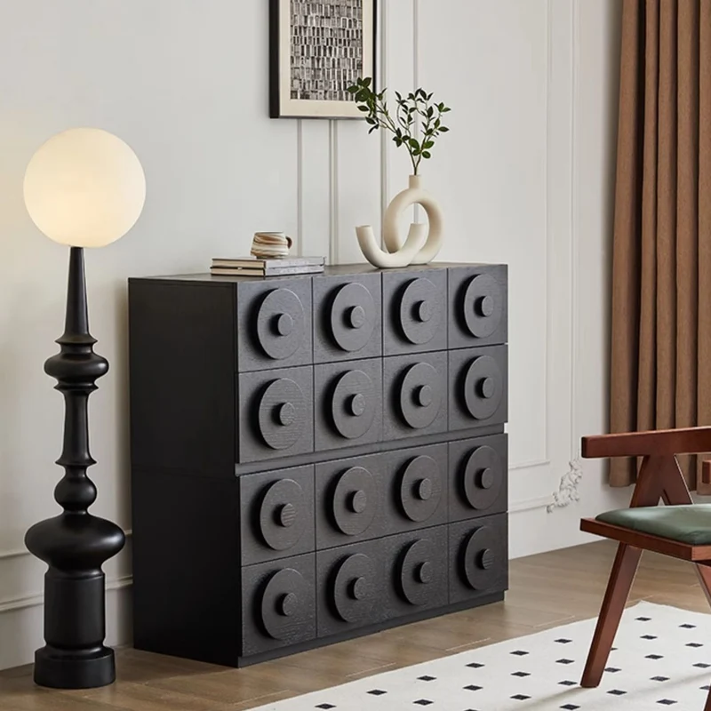 Contemporary Retro Pine Wood Plywood Square Combination Nightstand With 1-Drawer & 1-Cabinet For Bedroom Or Living Room