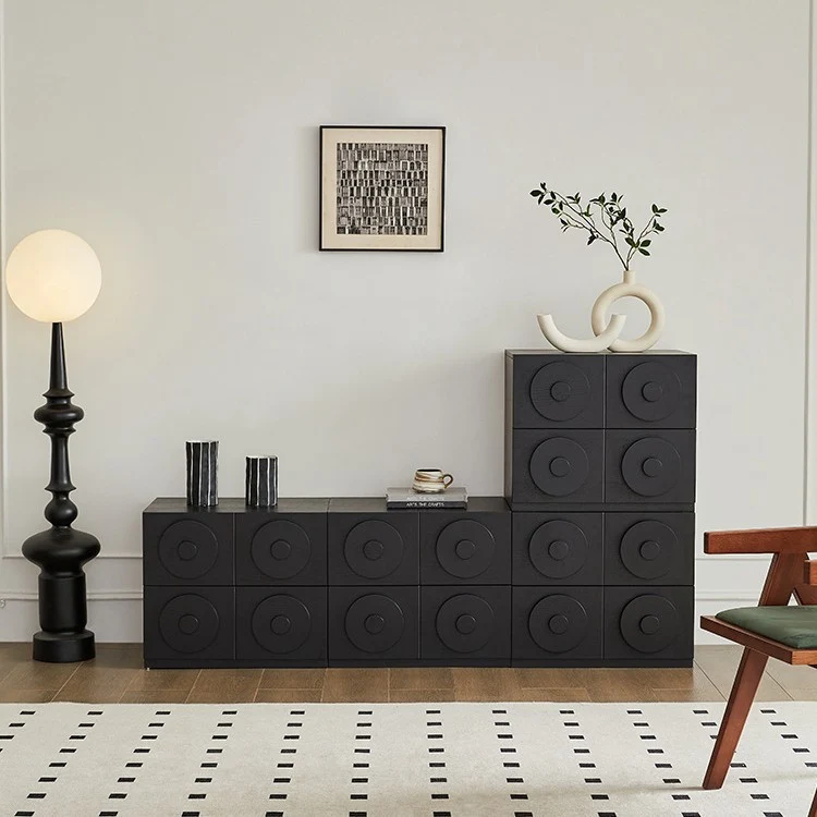 Contemporary Retro Pine Wood Plywood Square Combination Nightstand With 1-Drawer & 1-Cabinet For Bedroom Or Living Room
