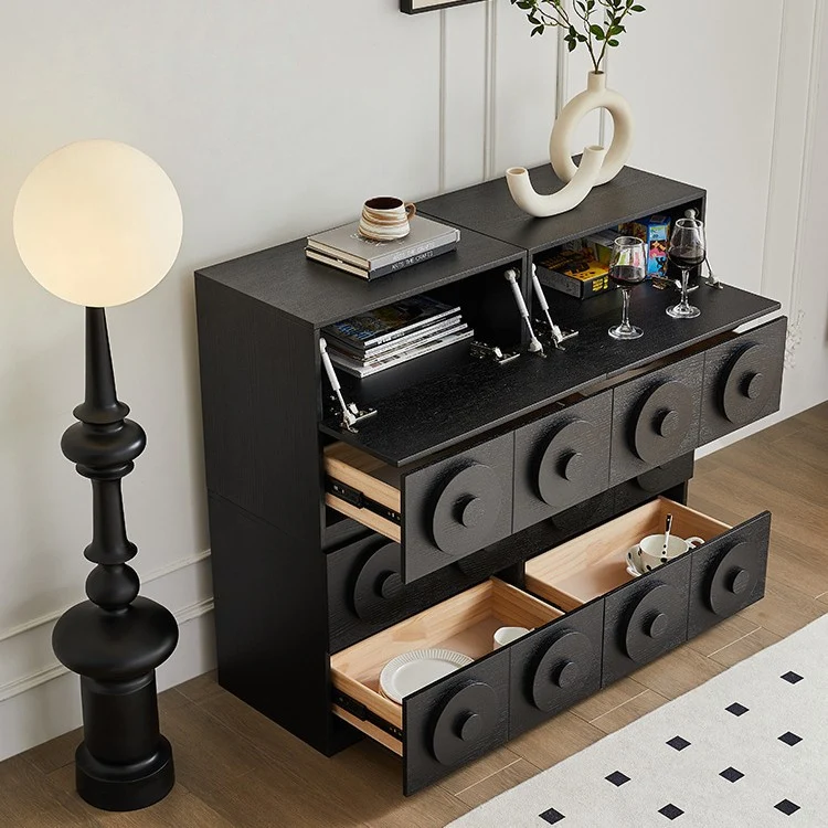 Contemporary Retro Pine Wood Plywood Square Combination Nightstand With 1-Drawer & 1-Cabinet For Bedroom Or Living Room