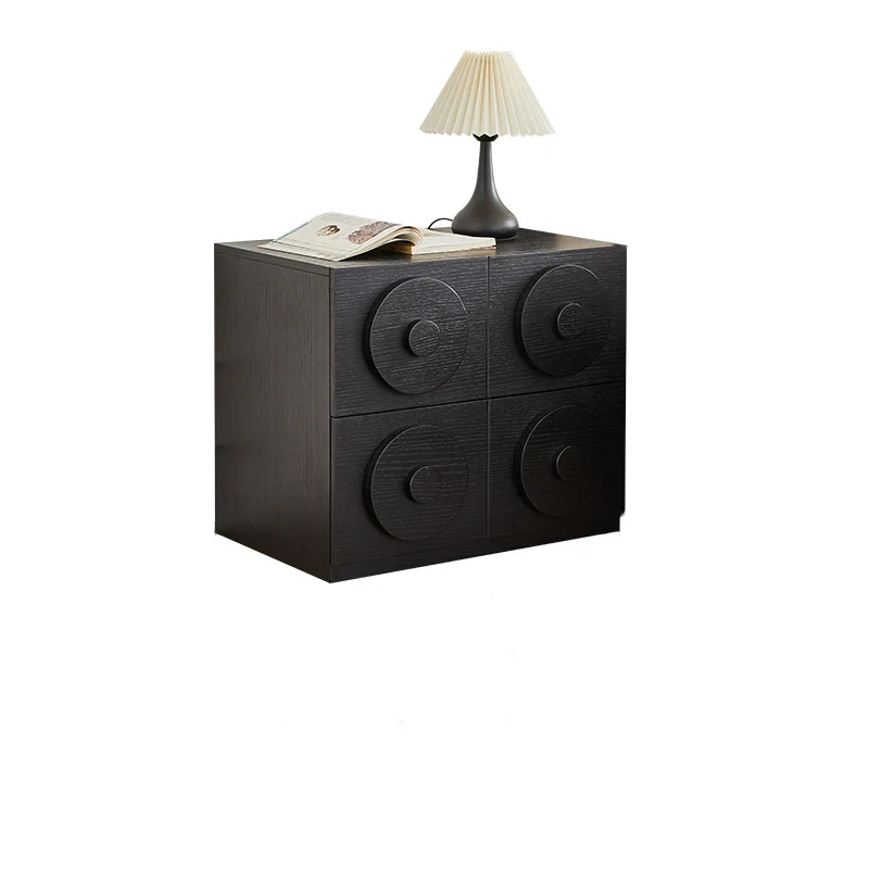 Contemporary Retro Pine Wood Plywood Square Combination Nightstand With 1-Drawer & 1-Cabinet For Bedroom Or Living Room