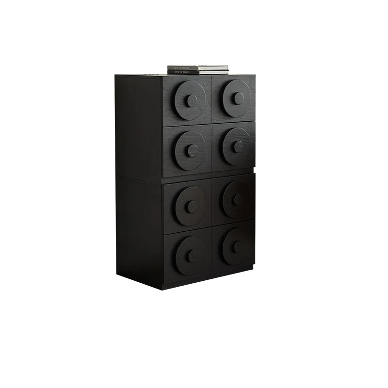 Contemporary Retro Pine Wood Plywood Square Combination Nightstand With 1-Drawer & 1-Cabinet For Bedroom Or Living Room