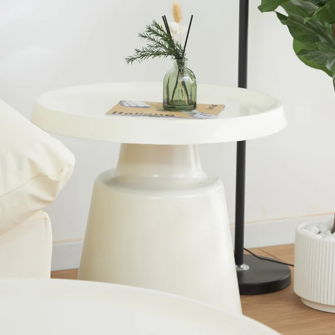 Modern Minimalist Metal Stainless Steel Round Cylindrical End Table 1-Tier For Living Room