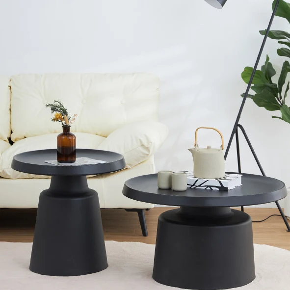 Modern Minimalist Metal Stainless Steel Round Cylindrical End Table 1-Tier For Living Room