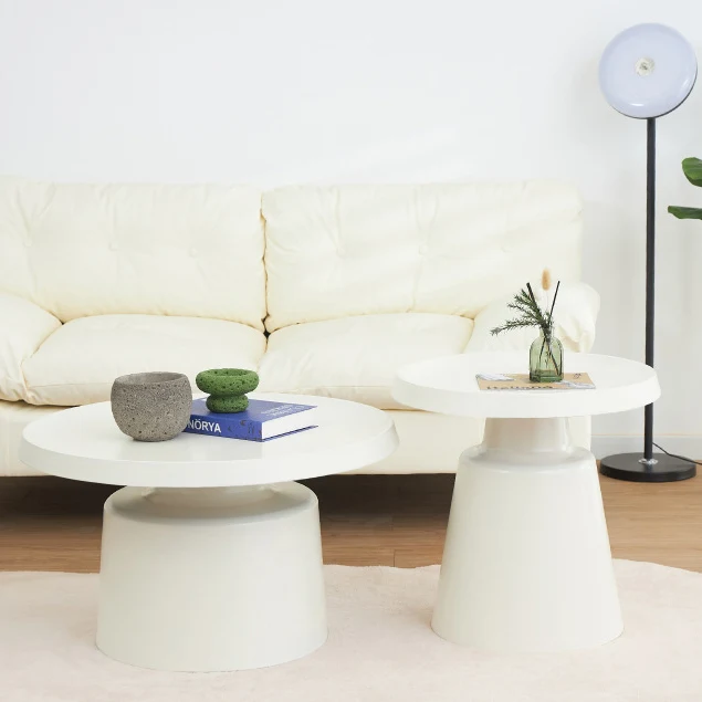 Modern Minimalist Metal Stainless Steel Round Cylindrical End Table 1-Tier For Living Room