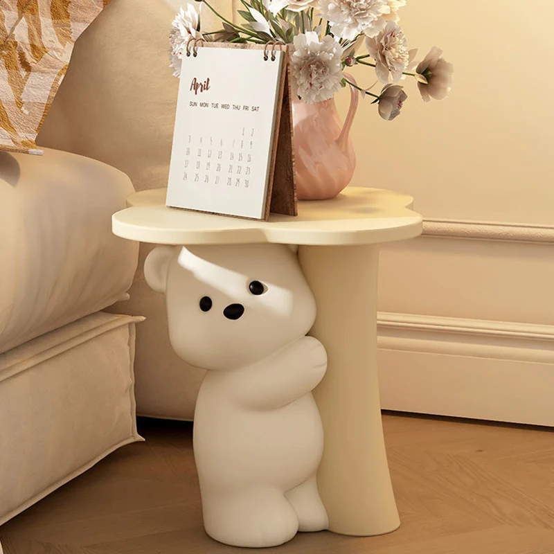 Contemporary Creative Resin MDF Bear-Shaped Side Table For Bedroom & Living Room Decor