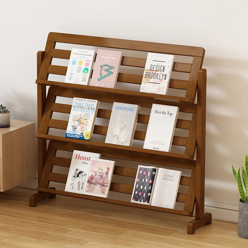 Contemporary Simplicity Square Oblique Bamboo Synthetic Rattan Weaving Bookshelf 3 - Tier For Living Room