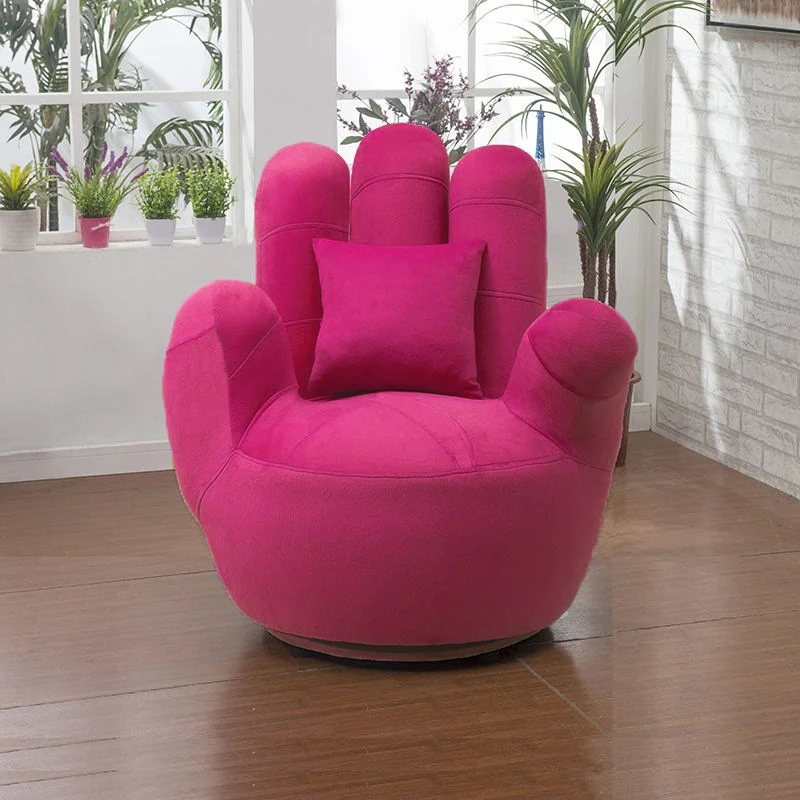 Contemporary Creative Palm Five Fingers Velvet Plywood Iron Sponge Swivel Accent Chair Backrest Armrest For Living Room