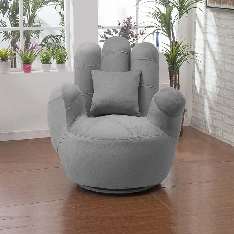 Contemporary Creative Palm Five Fingers Velvet Plywood Iron Sponge Swivel Accent Chair Backrest Armrest For Living Room