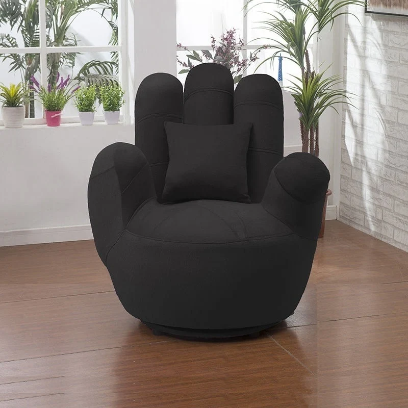 Contemporary Creative Palm Five Fingers Velvet Plywood Iron Sponge Swivel Accent Chair Backrest Armrest For Living Room
