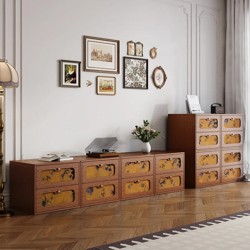 Traditional Chinese Eco-Friendly Engineered Plywood Pine Wood Velvet Rectangular Butterfly Nightstand With 2 Drawers For Bedroom Or Living Room